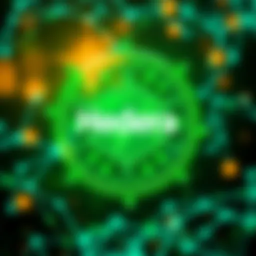 Hedera network symbol with green elements representing sustainability and carbon reduction efforts