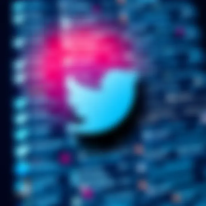 A visual representation of Hedera's logo overlaying a Twitter feed, symbolizing the tracking of tweets.