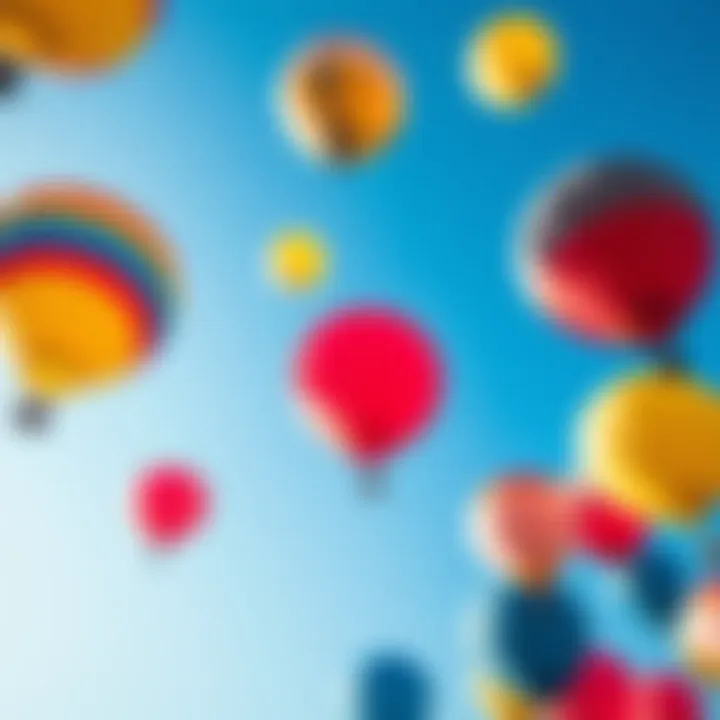 Helium Balloons in the Sky Colorful helium balloons floating in a clear blue sky, representing helium's potential in various industries.