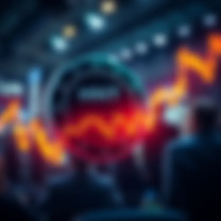 Chart showing Helium HNT crypto coin value fluctuating around the $1 mark, with investor discussions in the background.