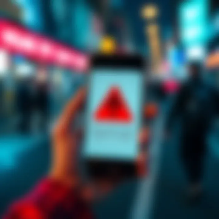 User holding a phone with a warning about connecting to Helium Hotspot WiFi