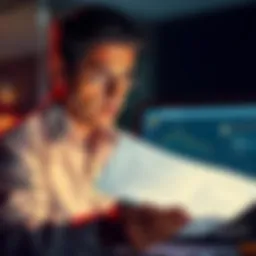 Help Needed to Trace HBAR Token Creator A person looking concerned while analyzing financial documents and a computer screen showing HBAR token details.