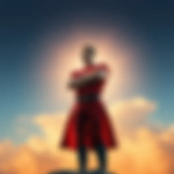 A determined figure stands confidently with arms crossed, hinting at a strong comeback. A bright background symbolizes hope and new beginnings.