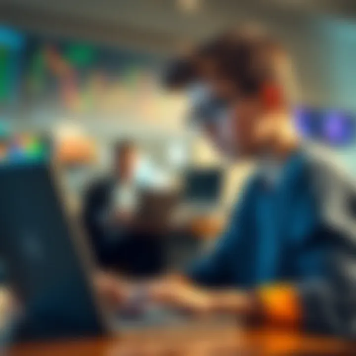 A high school student looking at a laptop with cryptocurrency charts on the screen, seeking guidance on trading strategies.