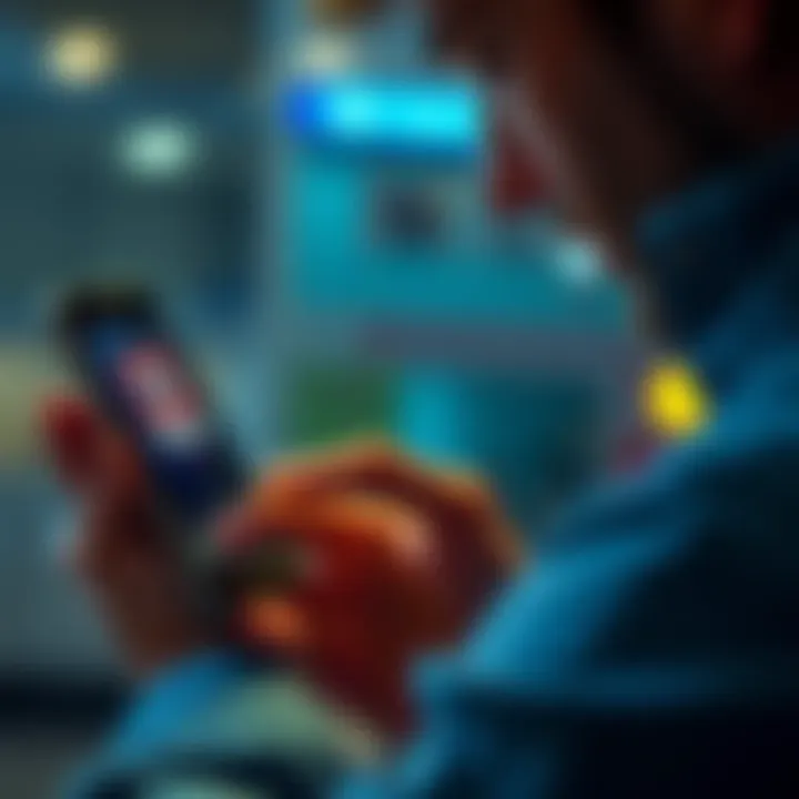 HMRC Scam Alert Message A person examining a suspicious message on their smartphone, worried about its legitimacy, with HMRC logo visible on the screen
