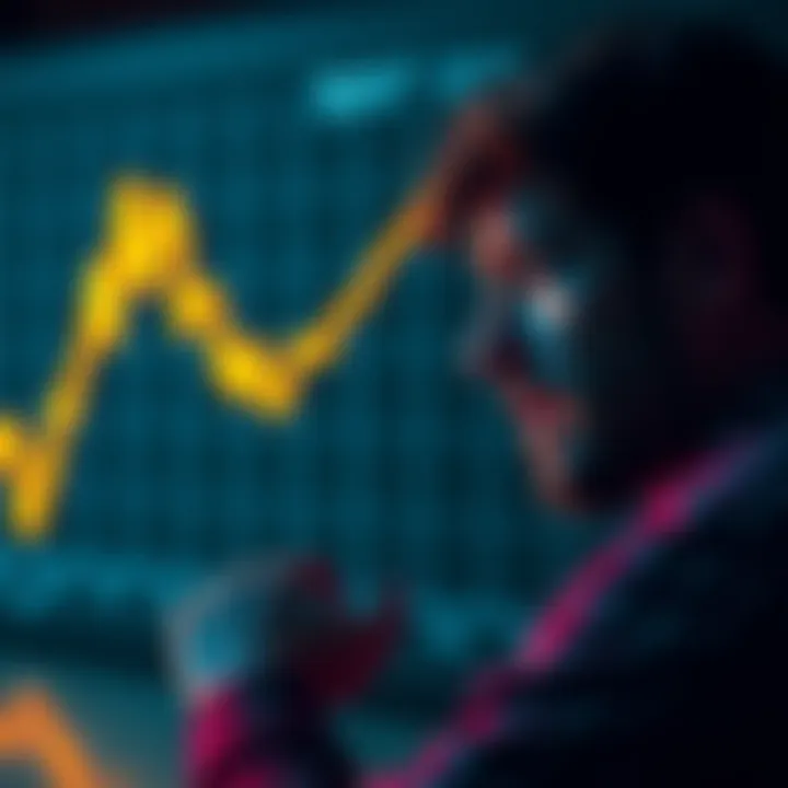 A graph showing a steep drop in HNT rewards over the past six months, with a worried person looking at it.