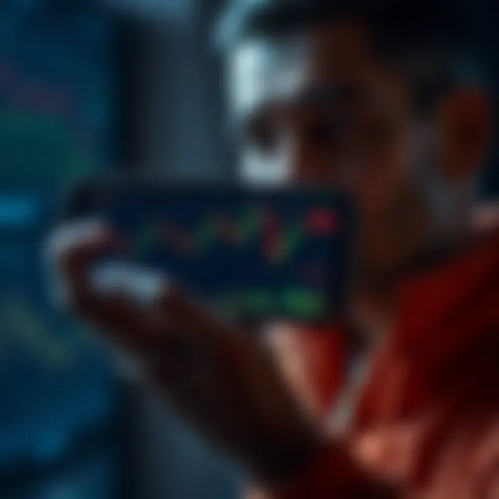 A person holding a smartphone displaying cryptocurrency charts with a confident expression, symbolizing the HODL strategy in investing.