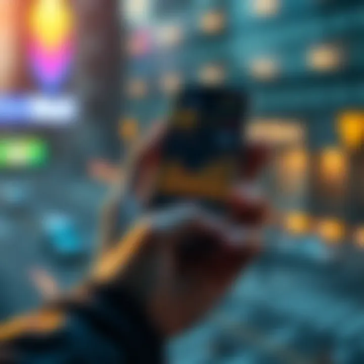 A person calmly holding a smartphone displaying cryptocurrency charts during a market dip, symbolizing the HODL strategy.