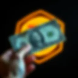 A person is holding a dollar bill with the DOGE cryptocurrency logo in the background, symbolizing a small investment in crypto.