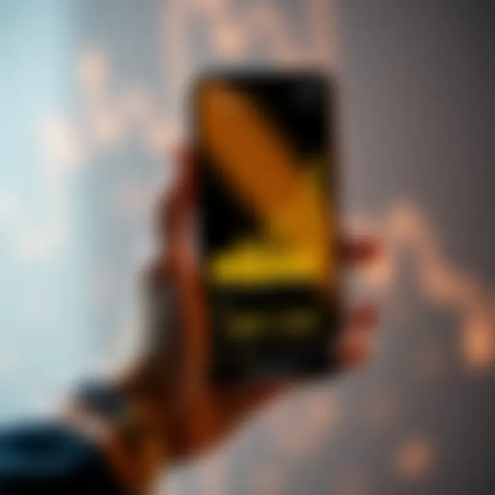A person holding a smartphone displaying a rising HBAR graph, symbolizing potential wealth and success in cryptocurrency investment.