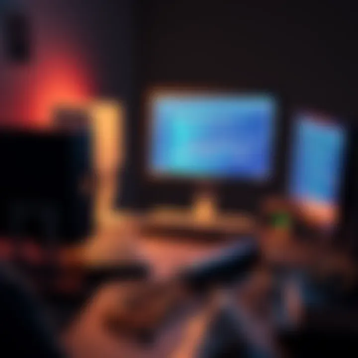 A person setting up a validator node on their home computer with cables and a monitor showing network data