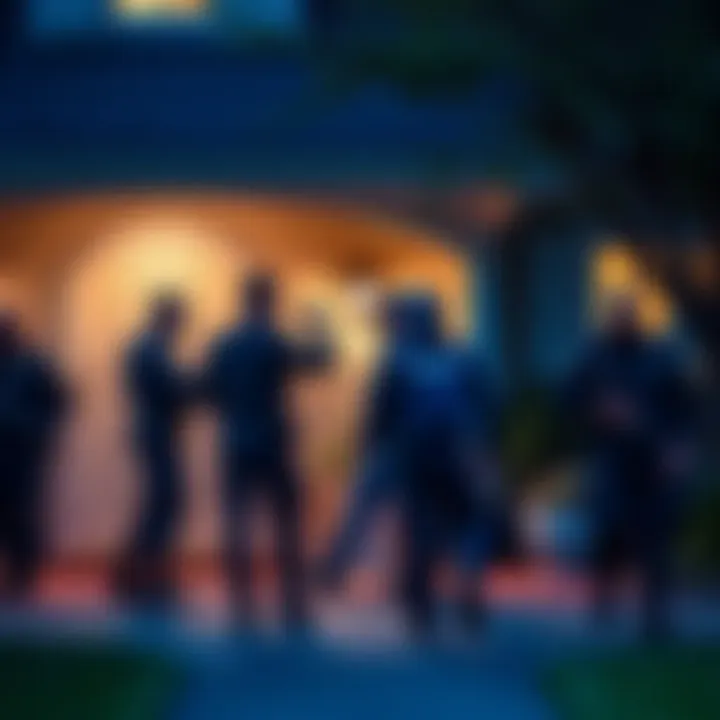 Police responding to a home invasion with officers apprehending a suspect outside a residence