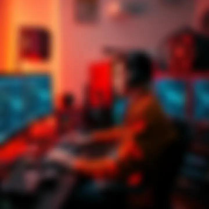 Home miner with ASIC equipment A person operates ASIC mining hardware at home, surrounded by cables and monitors, reflecting the impact of global conflicts on small-scale mining.