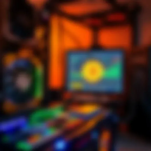 A home mining rig with multiple graphics cards and a monitor showing Bitcoin mining software