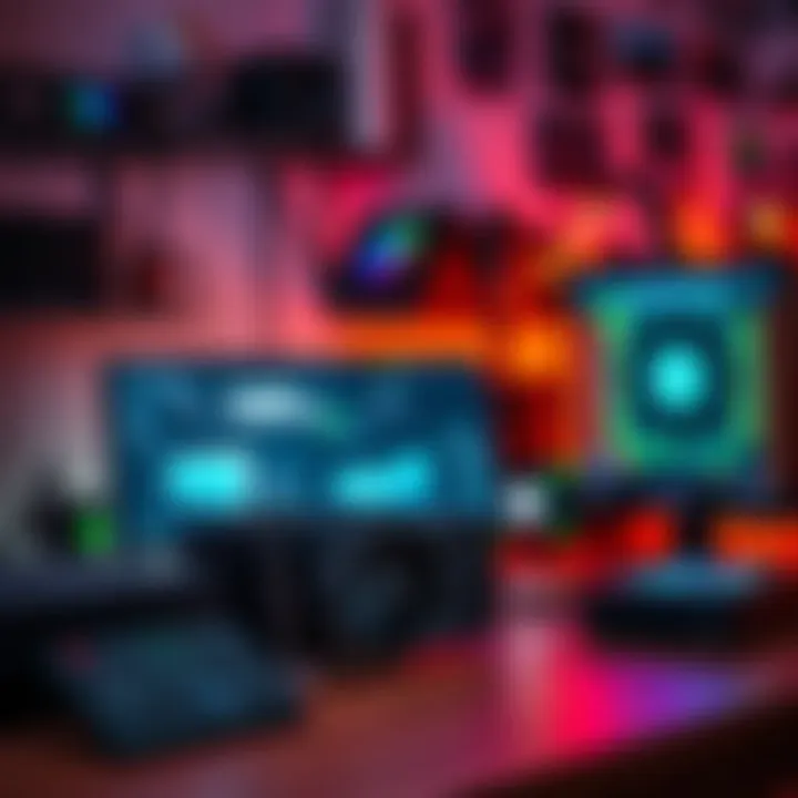A simple home setup for solo mining, featuring budget hardware like a graphics card and a computer, with a cozy workspace background.