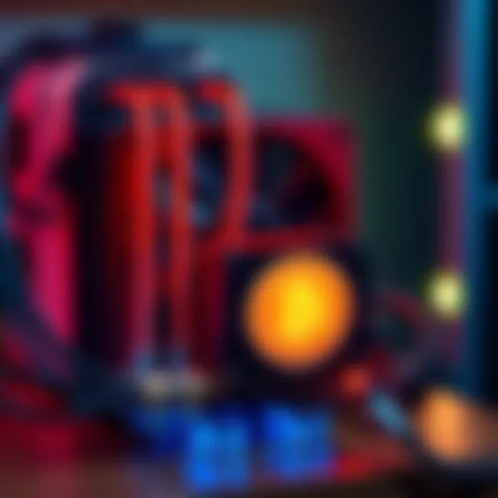 A setup showing a water-cooled mining rig with cooling tubes and a Bitcoin logo, designed for home use, converting solar energy.