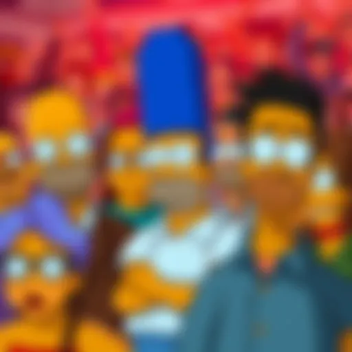 A shocked crowd reacts to the news of Homer's replacement in a popular series, with expressions of disbelief and concern on their faces.