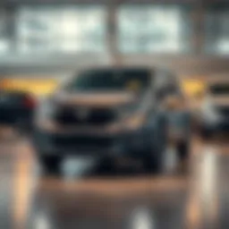 Honda CR-V in a showroom A Honda certified used CR-V parked in a well-lit showroom, showcasing its sleek design and features