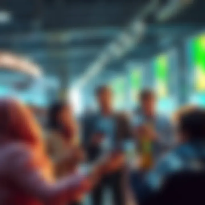 People discussing low Honeygain earnings while looking at their phones and sharing tips