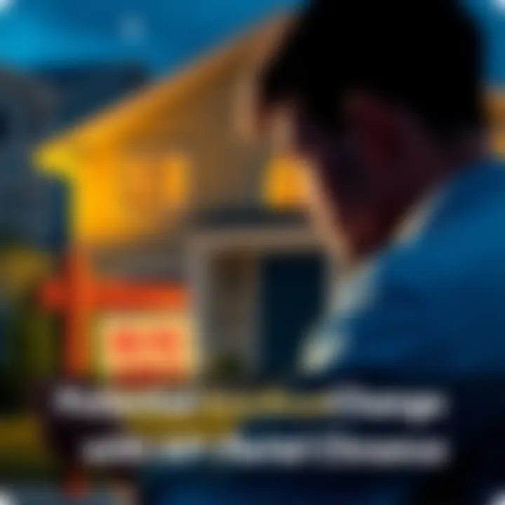 Looking at a house investment A person analyzing a house with a for sale sign, considering the potential rent boost changes