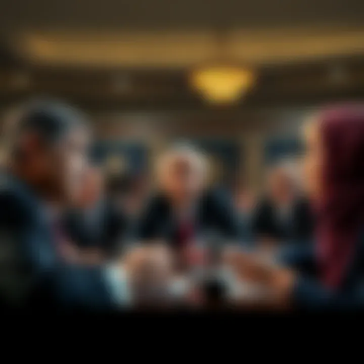 A group of House Republicans in a meeting discussing cryptocurrency legislation, looking concerned and debating over voting outcomes.