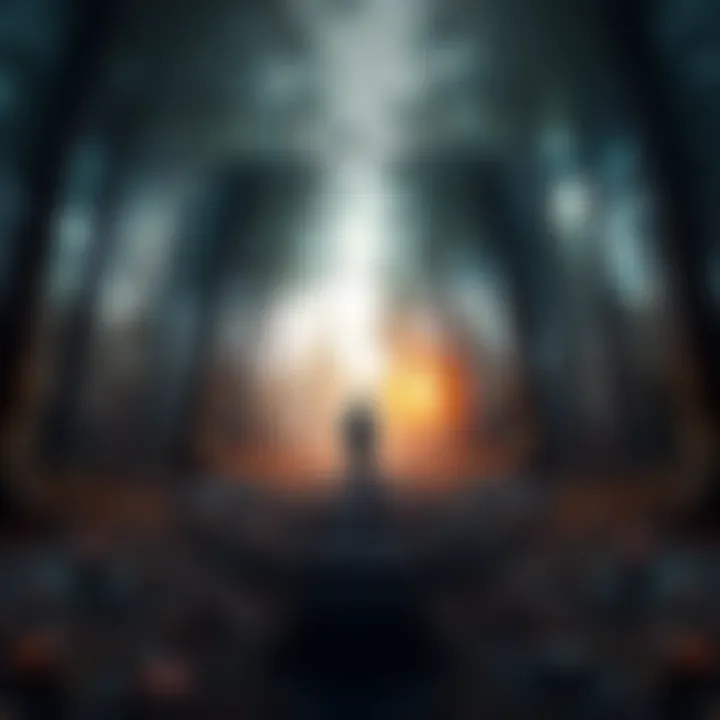A person standing at a crossroads in a forest, representing decision-making and paths in life.
