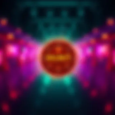 A graphic showing the $HUNT token logo with symbols representing rewards and community engagement, set against a vibrant background.