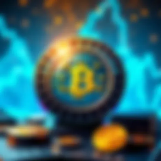 Illustration of the IMF logo with stablecoins and Bitcoin symbols, showing a shift in financial policy