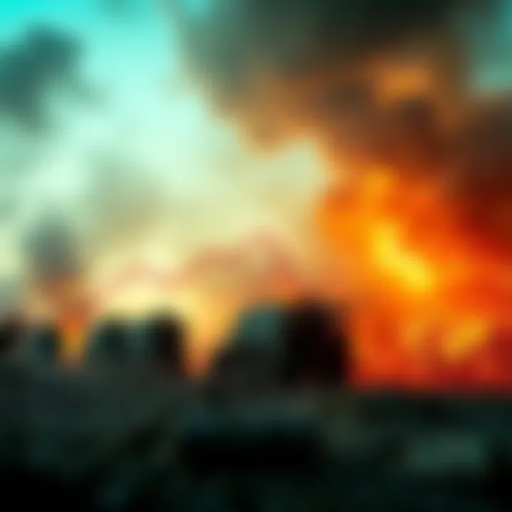 A graph showing declining economic indicators alongside images of military conflict, illustrating the relationship between war and economic growth.