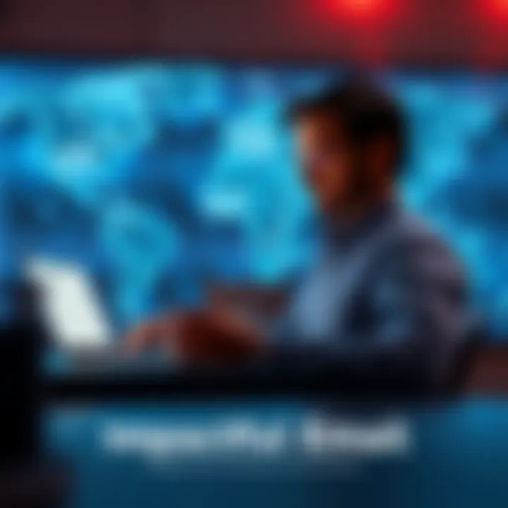 Impactful Email A person reading an important email on a laptop, with a world map in the background signifying global change.
