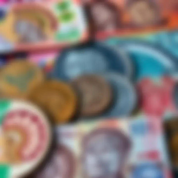 Indigenous Imagery on Currency A display of various currency featuring Indigenous figures and symbols, highlighting cultural heritage in coinage and notes.