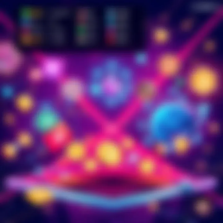 A digital illustration showcasing various blockchain networks with unique features, emphasizing innovation and tech advancements in the cryptocurrency space.