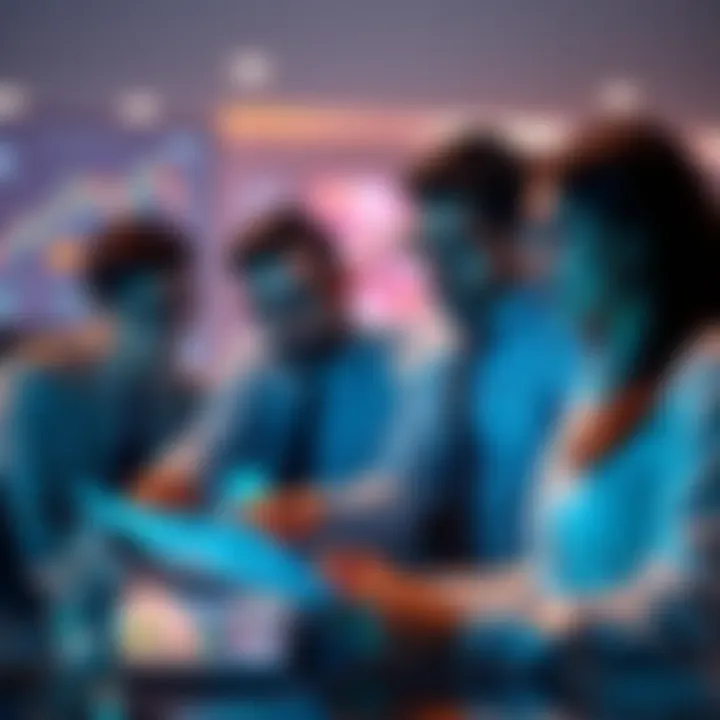 A group of business professionals examining charts and graphs related to market trends, suggesting potential insider betting on future movements.