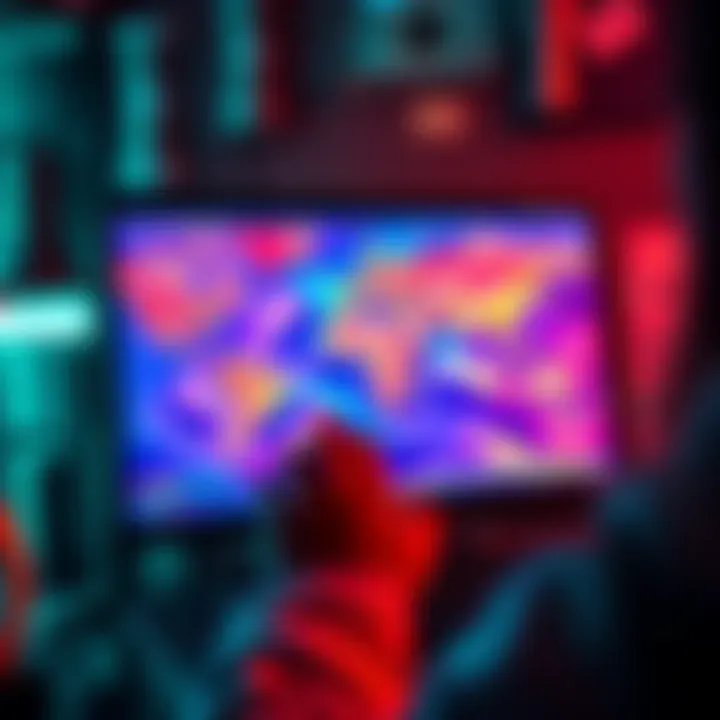 A person exploring a colorful interactive map on a computer screen.