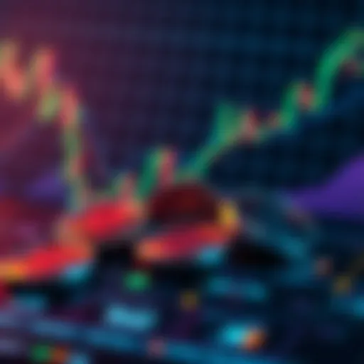 Internet Tokens on a Digital Market Chart A visual representation of internet tokens with a digital market chart in the background, showing growth trends.