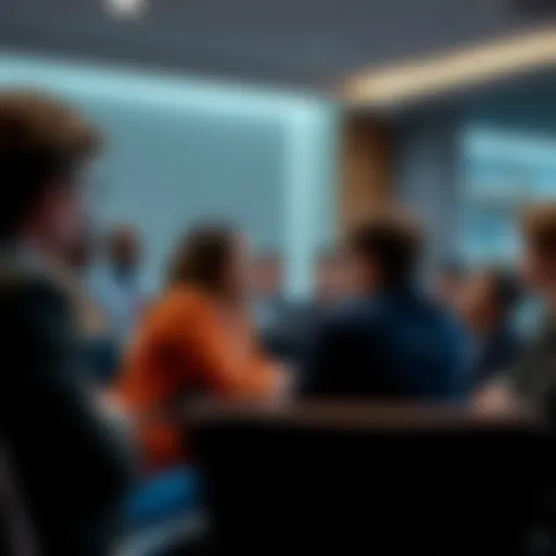 A group of diverse people discussing the findings of a major investigation in a conference room.