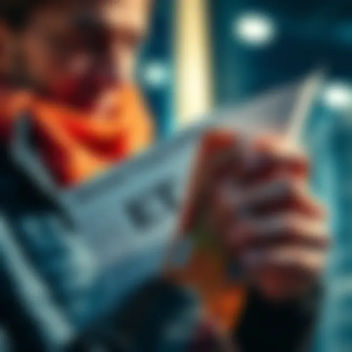 A person examining a Bitcoin Trust ETF document while holding Euro banknotes, illustrating the foreign exchange risk of investing in cryptocurrencies.