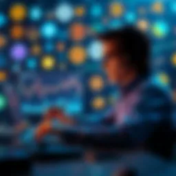A person analyzing charts and graphs on a laptop while considering altcoin investments, with various altcoin logos displayed in the background.