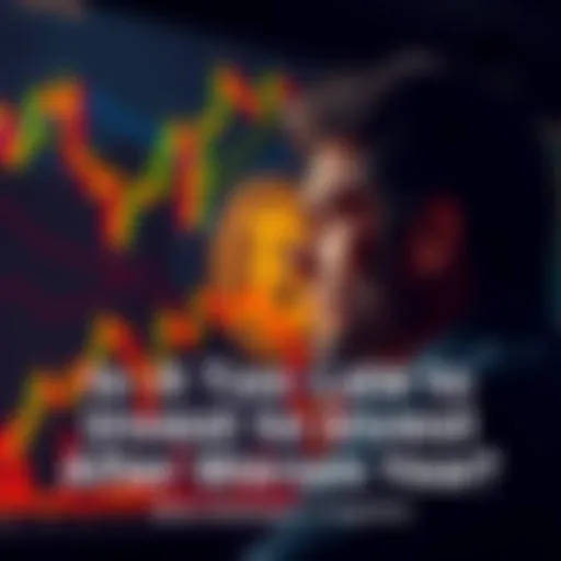 A person contemplating investment options with a Bitcoin chart in the background
