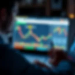 A person looking at cryptocurrency charts on a laptop, planning an investment in digital currency.