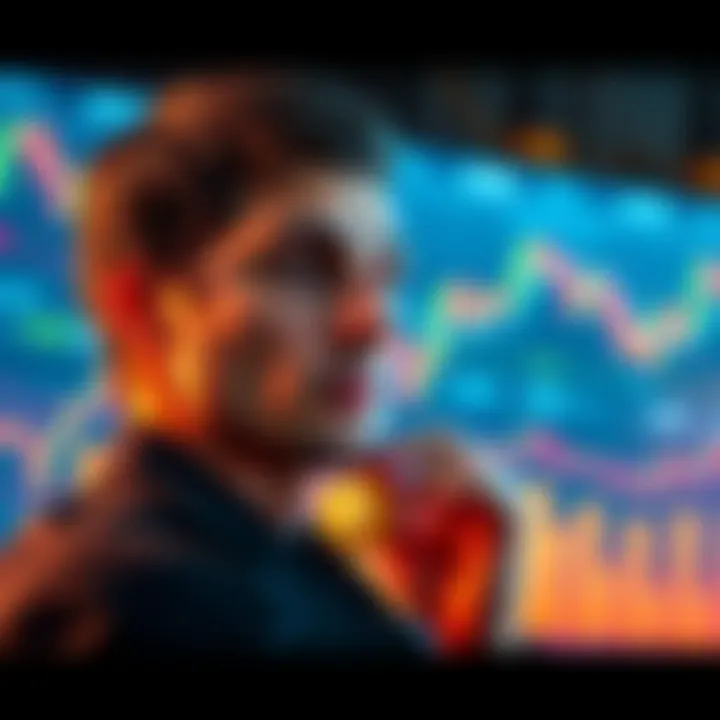 Investing in Solana A person contemplating an investment in Solana cryptocurrency, with financial charts and graphs in the background