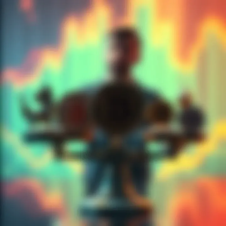 Investing in Bitcoin vs Diversifying A person weighing options between Bitcoin and various cryptocurrencies on a scale