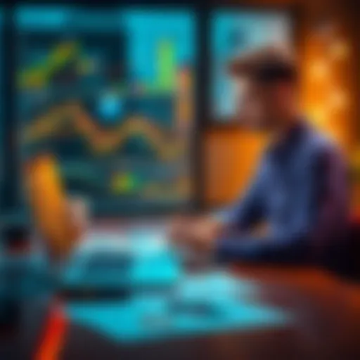 Person considering investing $30K in Bitcoin with a laptop and charts on a table