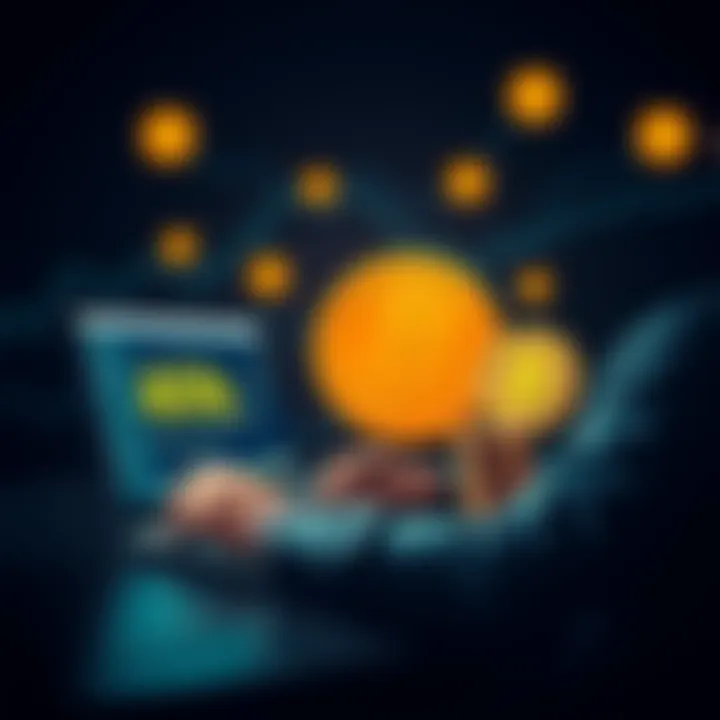 A person contemplating transferring 401k funds into Bitcoin, showing a laptop and Bitcoin symbols