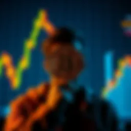 A person considering investing $100K in Bitcoin, weighing options between a lump sum and dollar-cost averaging, with a digital currency graph in the background.