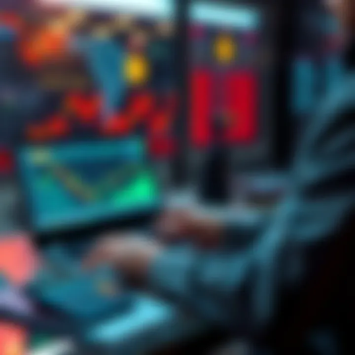 Person analyzing cryptocurrency exchange on a laptop, with financial charts and a calculator nearby, focused on making a large deposit.