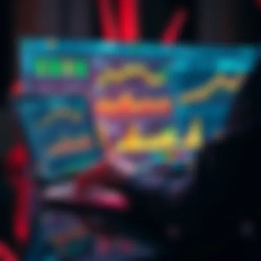 A person analyzing cryptocurrency investments with charts and graphs on a laptop
