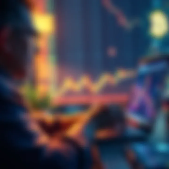 A person studying crypto charts on a laptop, considering investments in Bitcoin and altcoins like ADA and LINK after receiving an inheritance.