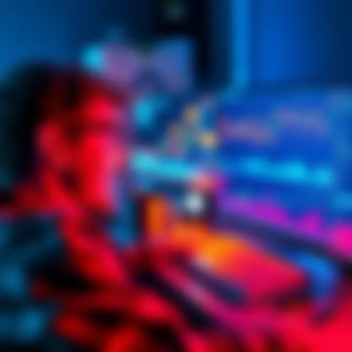 A person looking at various cryptocurrency coins and charts on a computer screen, excited about investing.
