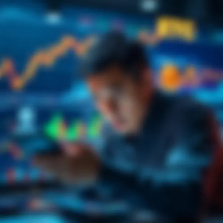 A person analyzing financial charts and cryptocurrency symbols, focusing on ETC investment opportunities.